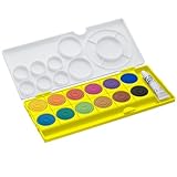 Lamy Deckfarbkasten aquaplus neon-yellow mit 12 Farben - ideal für den Schulunterricht - mit Farbkreis nach Johannes Itten & Deckweiß - Mischfelder im Deckel
