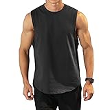 Herren Tanktop Gym Tshirt Baumwolle Muskel Fitness Training Laufshirt Fitness Tanks Ärmelloser Shirt 2030 Schwarz 2XL