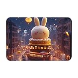 Artisanal Habitat Fußmatte Innen, EIN Großes Kaninchenmuster rutschfeste Silikonbodenmatte, Waschbar Schmutzfangmatte, Für Eingangsbereich, Terrasse, Badezimmer, 40x60cm