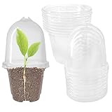 Hevysuo 12 Stück Kunststoff Pflanzentöpfe Transparente Set,9cm Transparente Blumentöpfe and 12 Stück Kuppeldeckel für Samen,Setzlinge,Sukkulenten,Stecklinge