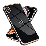 Lafunda kompatibel mit iPhone X/iPhone XS Handyhülle Mädchen Liebesherz Silikonhülle weich TPU Hülle Ultra dünn Stoßfeste Schutzhülle Bumper Silikon case Schwarz