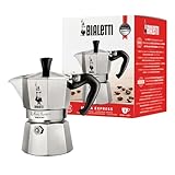 Bialetti Moka Express Aluminium-Kaffeemaschine für Herdplatten (2 Tassen), 90 milliliters, Silber/Schwarz, 8 x 11 x 11 cm