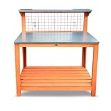 HABAU Gartentisch mit Arbeitsplatte, Tisch aus Holz für Balkon und Terrasse, 101 x 55 x 117 cm