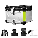 ZGHQHCDRH Motorrad Box Helmkoffer für Motorradhelmbox CNC-Aluminium Top Tail Heckgepäckaufbewahrung Werkzeugkoffer Schloss Kofferraum Passend für BMW R1200GS(45L Silver)