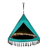 CCLIFE Nestschaukel mit Zelt Ø 120 cm Schaukel Indoor & Outdoor Hängehöhle Hängezelt für Kinder & Erwachsene Max.120kg in Grün