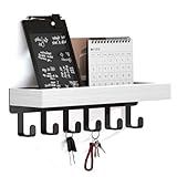 SWTYMIKI Schlüsselbrett mit Holztablett und 6 Haken - Multifunktionales Schlüsselhalter/Schlüsselboard, Schlüsselbrett mit Ablage für Flur, Schlafzimmer & Küche, Hängen Küchenbesteck