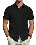 J.VER Herren Kurzarmhemd Regular Fit Businesshemd Stretch Hemden Bügelleichtes Men Club Tshirt Büro Arbeit Oberteil,Schwarz,3XL