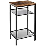 YMYNY Beistelltisch, Nachttisch mit verstellbaren Regalen und Füßen, Telefontisch, Sofatisch aus Holz, Metallgestell, Industriestil, für Wohnzimmer, Schlafzimmer, Büro, Rustikales Braun HST005H