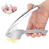 Knoblauchpresse, Knoblauchschneider Garlic Press, Leicht zu Reinigen und Strapazierfähig Knoblauchpressen, für Einfach Gepresster Knoblauch, Zinklegierung Silber