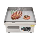 SABUIDDS Elektro- Tischgrill 35,5 x 38 x 21cm Elektrogrill mit Schaufel & Ölbürsten Grill für Straßenständen, Restaurants, Geschäften, Kantinen, Stufenlos 50-300 °C, 2300 Watt