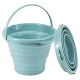 3L Faltbarer Eimer, 3L Falteimer Putzeimer Faltbar, Sandburg Strandeimer, Platzsparend Zusammenklappbar Wassereimer für Draußen Angeln Sandkasten Camping Eimer - Blau (Blau)