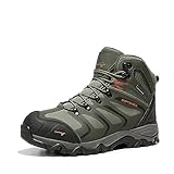 NORTIV 8 Herren Outdoorschuhe Wanderstiefel Trekking Wanderschuhe Wasserdicht Mid Kletterschuhe Bergsteigen Klettern Wandern Schuhe Hiking Boots,Size 42,Armee/Grün/Schwarz/Orange,160448_M-E