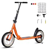 GHBXJX Kinderroller Scooter New Gen Tretroller Cityroller Kinder Roller Kickboard Luftreifen 31cm, Kick Scooter Luftreifen Höhenverstellbar Stylisher Tretroller für Kinder und Jugendliche,Orange