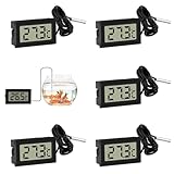 VFANDV Aquarium Thermometer Digital 5 Stück, Temperatursensor Wasserdicht mit 1m Kabel und Externer Sonde LCD Thermometer Temperaturüberwachung für Kühlschrank Gefrierschrank Aquarium