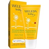 WELEDA Bio Baby Calendula Pflegecreme Körper & Gesicht 30ml - Naturkosmetik Gesichtscreme / Hautcreme mit Sesamöl & Lanolin zur Pflege trockener Haut. Babypflege Feuchtigkeitscreme für Babys & Kinder