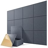 Selbstklebende Akustikplatten, 30,5 x 30,5 x 1 cm, hochdichte, schalldichte Schaumstoffplatten für Wände, schalldichte Wandpaneele für Zuhause und Büro, 12 Stück (Drak Gray)