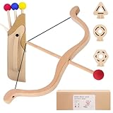 Pfeil und Bogen Kinder, Holzspielzeug Bogenschießen Kinder ab 3 Jahre, mit 3 Pfeilen, 3 Zielscheiben und Pfeiltasche, Innen- und Outdoor Spielzeug, Kinderbogen für Rechts- und Linkshänder Geeignet