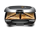 ROMMELSBACHER Sandwich Maker ST 1000 - extra tiefe Backmulden, für 2 American XL Sandwiches, Antihaftbeschichtung, Überlaufschutz, Rundum-Versiegelung, hohe Trennstege, platzsparende Aufbewahrung