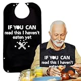 Lätzchen für Erwachsene Lustig, Schwarz Lätzchen Schlabberlatz mit Auffangschale für Senioren, Abwaschbar Kleidungsschutz Wasserdicht Wiederverwendbar Latz für Ältere zum Essen Menschen Männer Frauen