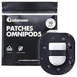 Adamson Omnipod 5 Pflaster – 10 Wasserdichte Omnipod 5 Fixierband Patches, Hautfreundlich & Schweißresistent, Kein Kleber in der Mitte, Einfach zu Entfernen, Sicherer Halt, Omnipod 5 Hülle Schwarz