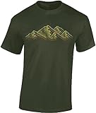 Wander Tshirt Herren : Alpen - Kletter T-Shirt Männer - Geschenk für Wanderfreunde - Bergsteiger Ausrüstung (Army XL)