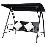 Outsunny 3-Sitzer Hollywoodschaukel Schaukel Polyrattan Metall mit Kissen belastbar bis 360kg Neu (Schwarz)