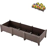 Hochbeet für den Garten, erhöhtes Pflanzgefäß, Rattan-Hochbeet, Rattan-Behälterbox, stapelbar, erhöht, perfekt für drinnen und draußen