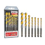 YOKOCUT Universalbohrer Set Profi 7-tlg - Multifunktionale Bohrer für Metall, Holz, Beton, Mauerwerk, Fliesen, Kunststoff uvm. - Hochwertiges Mehrzweckbohrer Set mit Zylinderschaft - Ø 4-12mm