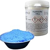 Centra24 Kupfersulfat 150 g in Dose, Kupfervitriol, Kupfer(II)-sulfat-5-hydrat, Wasser, CUSO4 5H2O, Kristallzucht, Labor, Experiment, Blaustein, Verkupfern