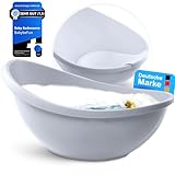 BabybeFun Baby Badewanne mit Badewanneneinsatz für Neugeborene - Testsieger - Rutschfeste Babybadewanne für Babys und Kleinkinder - 0-6 Monate - Babywanne für Dusche Badewanne Grau