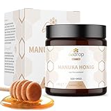 bedrop Manuka Honig mit MGO 500+ 140g XXL Glas - 100% echter Premium Manukahonig aus Neuseeland mit zertifiziertem Methylglyoxal Gehalt (Analyse-Zertifikat)