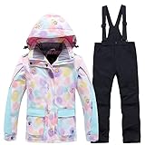 LSHDCER Kinder Mädchen 2 Stück Schneeanzug Jungen Skianzug Skijacke Snowboardhose Wasserdicht Winddicht Winter Outdoor Outfit, 3 Oberteile + schwarze Hose, 10-11 Jahre