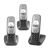 Gigaset Comfort Trio – 3 schnurlose Telefone für Büro und Zuhause mit großem Display und Freisprechfunktion – einfache Bedienung, anthrazit-grau