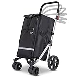 Hoppa Leichter Einkaufstrolley 74L, Modell 2024, strapazierfähiger und zusammenklappbarer Schiebe-/Ziehwagen für einfache Lagerung, mit 1 Jahr Garantie