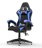 bigzzia Gaming Stuhl Ergonomisch, Gaming Sessel, Pc Stuhl, Gaming Chair, 90-135° Rückenlehne Gamer Stuhl Mit Kopfkissen Und Armlehnen für Jugendliche und Erwachsene Blau