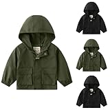 XINYUNZU Jungen Outdoor Jackets Softshelljacke Kinder Jacke Kapuzenjacke Wasserdicht Übergangsjacke Herbstjacke Kuscheljacke Regenjacke 3-9 Jahre Alt Outlet Angebote Armeegrün 130