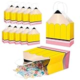 baabeash Zurück in die Schule Leckerli-Tüten – Bleistiftförmige Willkommens-Papiertüten – Partyzubehör für Taschenrechner, Notizbuch, Zusammensetzung, Urlaub, Geburtstag, Abschlussfeier, Babyparty
