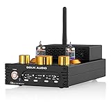 Douk Audio X1 Röhrenverstärker, HiFi Bluetooth 5.0 Verstärker, GE5654 Valve Stereo Audio Amplifier, MM Phonoverstärker, 160Wx2 TDA7498E Chip, Treble & Bass Control Knob