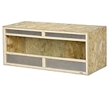 PawHut Terrarium für Reptilien, Reptilienzuchtbox mit Lüftungsgitter, Reptil Fütterungsbox mit Schiebetüren aus Glas, für Spinne, Amphibien, 120 x 50 x 50 cm Natur