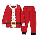 Kleinkind Kinder Baby Jungen Mädchen Pyjama Sets Weihnachten Weihnachtsmann Nachtwäsche T-Shirt Hosen Outfits Kleidung Sets (Red, 4-5 Years)