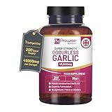 Hochwertige geruchlose Knoblauchkapseln | 45.000 mg pro Softgel | 200 Softgels (keine Tabletten) Superhohe Wirksamkeit | Kaltgepresster und desodorierter Premium-Knoblauchöl-Extrakt aus Allium Sativum