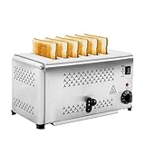 Toaster 6 Scheiben,Edelstahl-Brotbackmaschine,Einstellbare Zeit, ausziehbare Krümel-Auffangfach macht,für Haushalte Bäckereien Restaurants