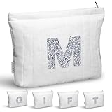 Kosmetiktasche mit Glitzer-Initialen-Personalisiertes Make-up Etui, Leicht und Stoßfest, Doppelreißverschluss mit Seidenfutter, Innenteiler für Kleine Gegenstände