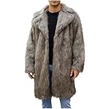 Warm Winterjacke Herren Flauschig Dick Jacke Lose Lang Trenchcoat Einfarbig Revers Mantel Bequem Langarm Cardigan Vintage Kunstfell Wintermantel Kunstpelz Pelzmantel Faux Pelz Outdoorjacke Kostüm