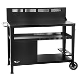 BBQ-Toro Grillwagen 125 x 57 x 104 cm | Schwarz | Grilltisch mit großer Arbeitsfläche, Grill Beistelltisch mit Windschutz, Outdoor Grill Trolley, Grilltisch Outdoor, Servierwagen mit Ablagefläche