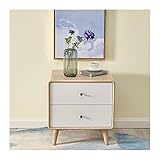 Nachttisch Nachttisch mit 2 Schubladen, Beistelltisch for Wohnzimmer, Nachttisch mit Beinen aus Massivholz, moderner Beistelltisch for Schlafzimmer, L40,5 x B37 x H48,5 cm Nachttische(Natural)