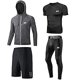 MEETYOO Kompressionsshirt Herren, Leggings Sport Laufhose Funktionsshirt Männer Jacke Kompressionshose Funktionswäsche für Running Gym Fitness