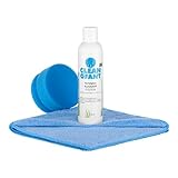 CLEANOFANT Acrylglas-Kunststoff-POLITUR Set - mit 200 ml Politur, 1 x Poliermaus BLAU-medium, 1 x Mikrofaser-Poliertuch - für Wohnwagen-, Wohnmobil-, Caravan-Fenster, Lichtkuppeln