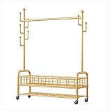 Generisch Rollkleiderständer mit Metallrahmen – Garderobenständer für Mäntel, Röcke, Hemden, Pullover, Schuhe, Taschen und Schals – stabiles, stilvolles und platzsparendes Design