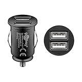 Goobay 58912 Dual USB Port Auto Ladegerät USB Zigarettenanzünder Adapter 12V / 24V Kfz Mini USB Adapter Auto Ladestecker USB A Car Charger 15,5W